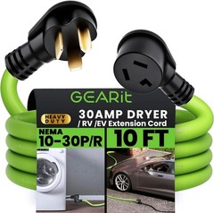 30 Amp 10 Feet 3 Prong Dryer Extension Cord NEMA 10-30P to 10-30R STW 10AWG/3…