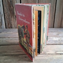 Handmade Junk Journal Vintage Textbook Cover Roads To Everywhere Blank Diary