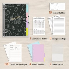 120 Pages Blank Recipe Book Food Journal PVC Binder Notebook 100gsm Thick
