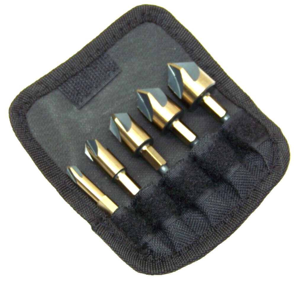 5 pc Industrial Countersink Drill Bit 5 Flutes and 82 Degree Point Counter Sink