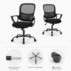 edx Desk Chair with Ergonomic Lumbar Support for Home, Office, Bedroom, 250lbs