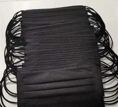 Black Disposable 3-Ply Pleated Face Masks w/ Ear Loops for Cosmetology 100 pcs