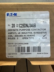 EATON C25DNJ340B 3P 40A 208-240 VAC Definite Purpose Contactor, NEW FREE SHIP