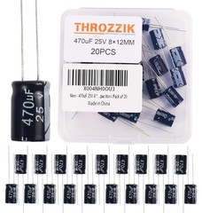 470uF 25V 8 * 12mm 20pcs Electrolytic Capacitor 470 UF MFD 25 Volt 0.32 * 0.47in