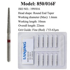 Dental Diamond Burs 850/016F Fine Round End Taper FG Bur High Speed Burr 10/PK