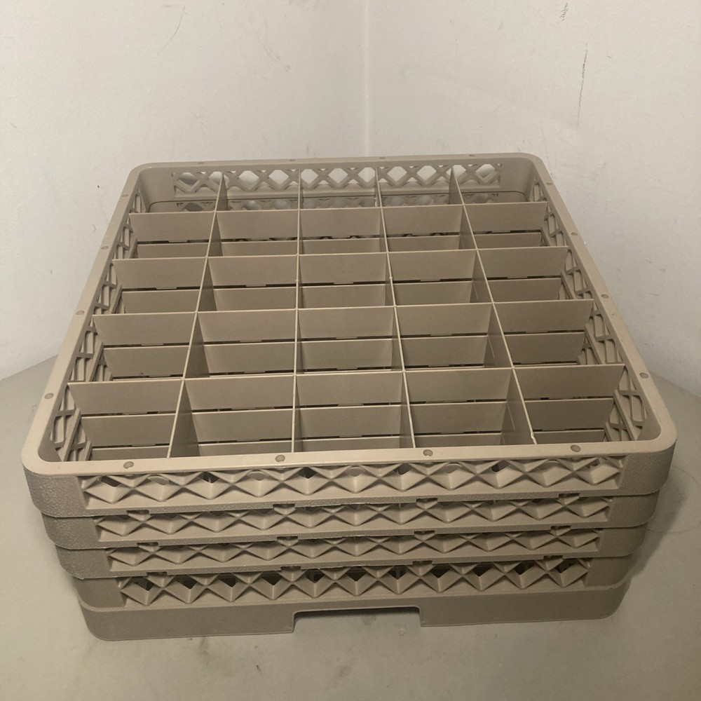 Traex TR6 Beige 25 Compartment Glass Rack with 3 Extenders. Rack Master Dishwash