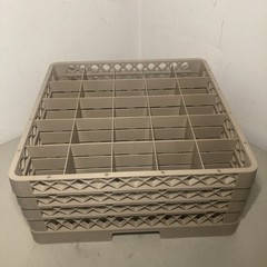 Traex TR6 Beige 25 Compartment Glass Rack with 3 Extenders. Rack Master Dishwash