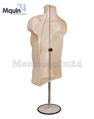 5 Pack Flesh Mannequin Male Torso Dress Forms + 5 Table Top Stands + 5 Hangers
