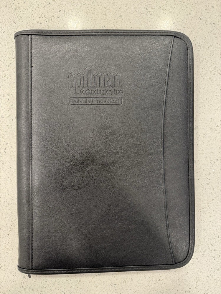 Spillman LEEDS Zippered Portfolio Organizer Binder Card Pockets Black Folder