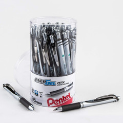 Energel RTX Retractable Liquid Gel Pen Canister, Black Ink