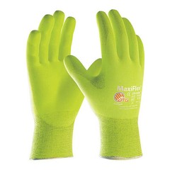 Pip 34-874Fy/Xl Foam Nitrile Hi-Vis Coated Gloves, Palm Coverage, Yellow, Xl,