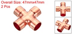 2pcs 5/8 Inch ID Copper Cross Pipe Fitting 4 Way Copper End Feed Equal Connector