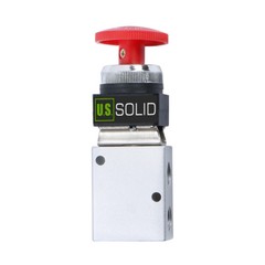 U.S. Solid 1/4″ Pneumatic Control Mechanical Valve 3 Way 2 Position Red Button