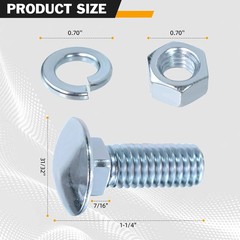 Chrome Bumper Bolts Kit 7/16 Carriage Blots Capped round Head Compatible with Fo