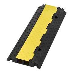 Heavy-Duty Cable Protector Ramp: 22000lb/axle, 2-Channel Rubber, Flip-Top