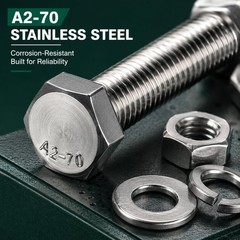 182PCS M6 Nuts and Bolts Assortment Kit A2-70 Stainless Steel Hex Screw Set