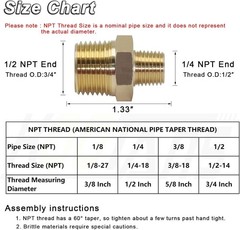 Heavy-Duty 1/2 NPT to 1/4 NPT Solid Brass Nipples – 4 Pack Connectors
