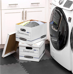 6 Pack STOR/FILE Basic Duty Boxes, Standard Assembly, Lift-Off Lid, White/Blue
