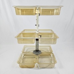 Vintage 3 Tier Rotating Organizer Lazy Susan Style Acrylic Steel Retro MCM