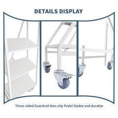 4 Step Non-Slip Rolling Ladder with 4 Wheels & Handrails 661LBS, 18″ W x 50″ H