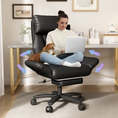 500lbs Big and Tall Office Chair, Cross Legged Reclin Wide Seat Adj Arms Black