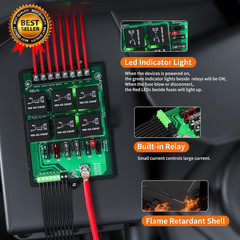 Relay Box Fuse Relay Box 12V Automotive Universal Fuse Panel with 6 Way Relays