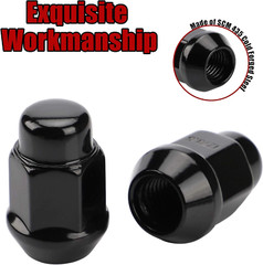 20PCS 1.4″ 12X1.5 Closed End Bulge Acorn Black Lug Nuts – Cone Seat 19Mm Hex