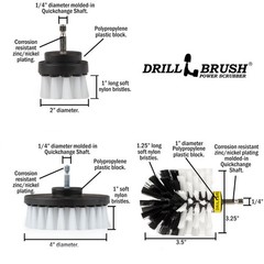Drillbrush Car Detailing 2in, 4in, 3.5in corner brush, Automotive Soft White
