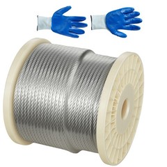 Uimoso Galvanized Carbon Steel Wire Rope 1/4 in 7×19, 250 ft Cable for Railing