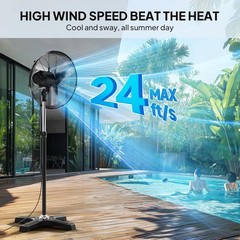 20 Inch Industrial Pedestal Fan,5000CFM High Velocity & Heavy Duty Standing Fan
