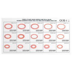 150x Copper Crush Washer Gasket Set Flat Ring Seal Assortment Kit For M5-M22 Kit