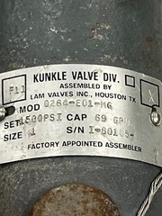 KUNKLE Mod 264-E01 Carbon Steel Relief Valve 0264-E01-MG 1″ NPT set @ 1500 psi