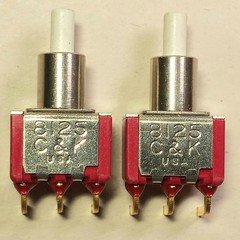 2pc C&K 8125 PUSHBUTTON SWITCH SPDT 1A 120V PCB Mount Right Angle Made In U.S.A.