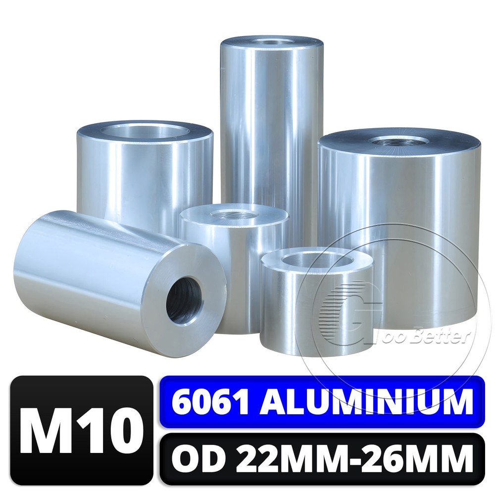 6061 Aluminium Standoff Spacers M10 Stand off Collar 22mm-26mm OD Round Spacer