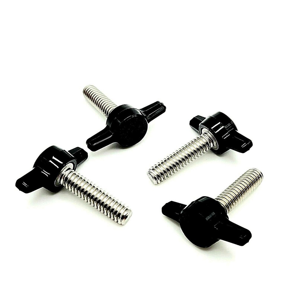 1/4″-20 x 1″ Thumb Screws T Bolts Black Tee Wing Hand Knob 4 Pack Stainless