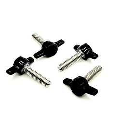1/4″-20 x 1″ Thumb Screws T Bolts Black Tee Wing Hand Knob 4 Pack Stainless