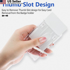Teskyer Hard Plastic ID Badge Holder, Heavy Duty Vertical-2 pack, Transparent