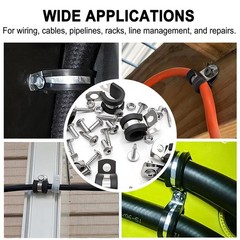 222PCS Stainless Steel Cable Clamps Assortment Kit, 10 Sizes