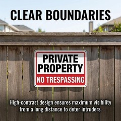 4-Pack No Trespassing Signs Private Property Metal Sign 10 x 7 In Aluminum