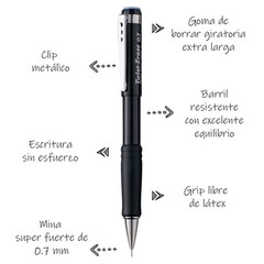 Pentel Twist-Erase III Mechanical Pencil, 0.7mm, Black Barrel, 12 Pack
