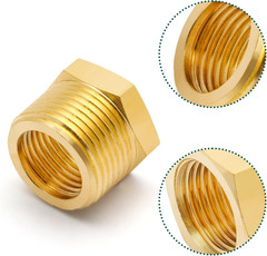 Litoexpe 5Pcs Brass Reducer Hex Bushing, 1/4″ NPT Male to 1/8″ NPT Female Thread