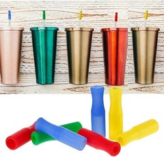 20 Pcs Colorful Silicone Straw Tips, Reusable Teeth 6 Millimeters, Multicolor