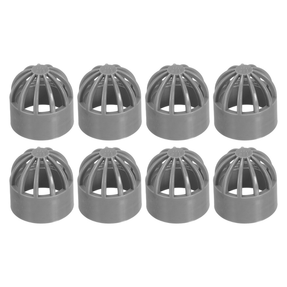 1 Inch (25mm) Fish Cover Permeable Cap 8Pcs, PVC Aquarium Guard Gray