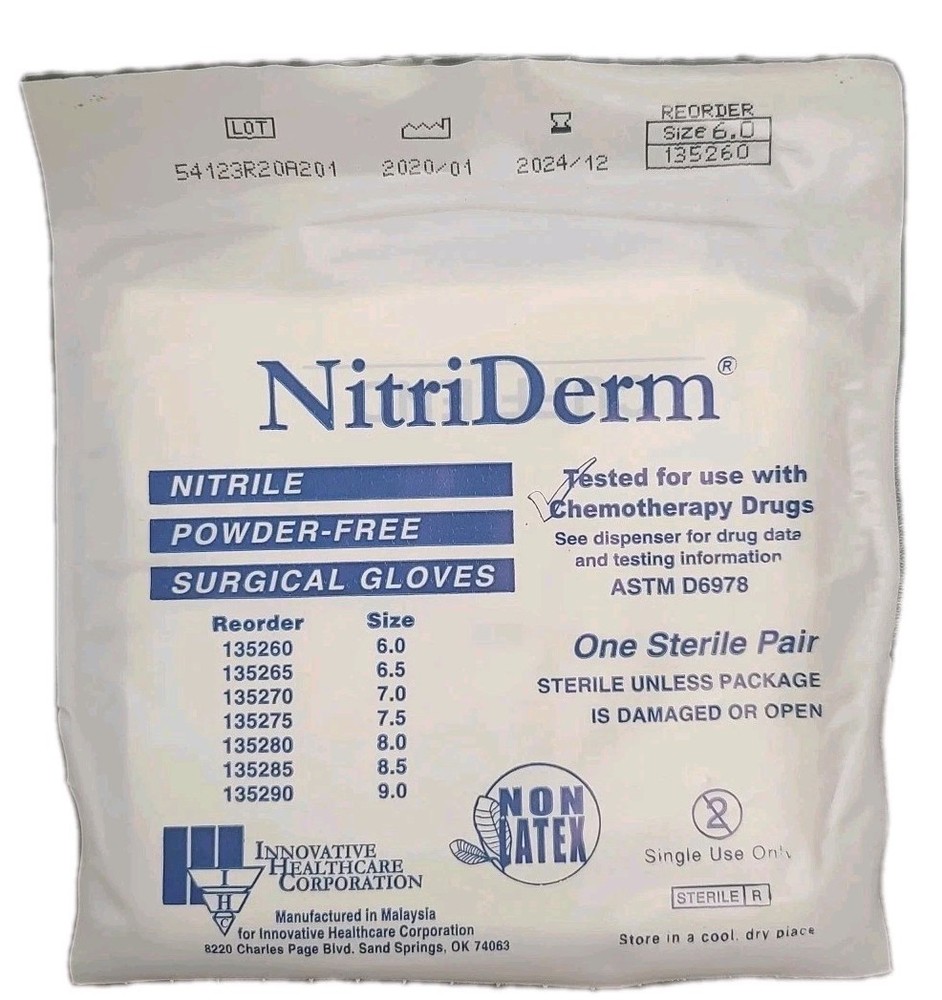 NitriDerm SURGICAL GLOVES UNOPENED LATEX FREE $ 3 A PIECE EXPIRATION 12/24