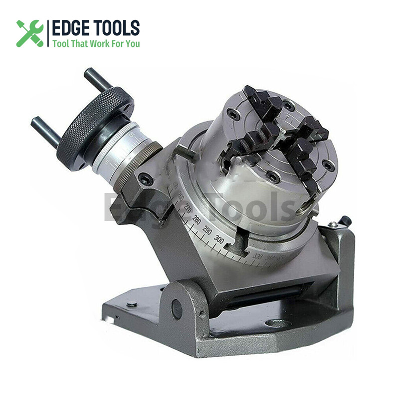 New Tilting Rotary Table 4″(100mm) + 70mm Independent Chuck 4 Jaws EDGE TOOLS