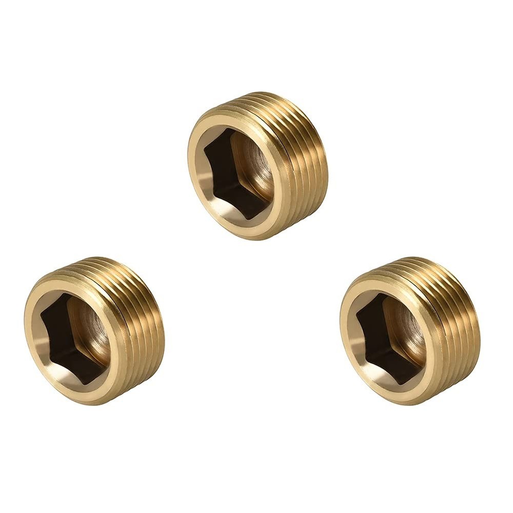 NPT Plug 3/8″ Brass Pipe Fitting Counter Sunk Internal Hex