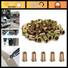 50PCS M12 Rivet Nuts Kit – Carbon Steel Flat Head Nutserts for Automotive, Furni