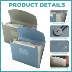 Harloon 4 Pack Expanding File Folder 7 Pocket, Classic Color