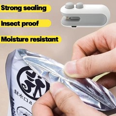 Mini 2 in 1 Bag Sealer Heat Sealer with Cutter and Magnet Rechargeable Resealer