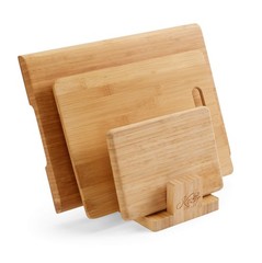 Natural Bamboo Cutting Board Organizer Rack for Kitchen, Pantry, or Office ̵